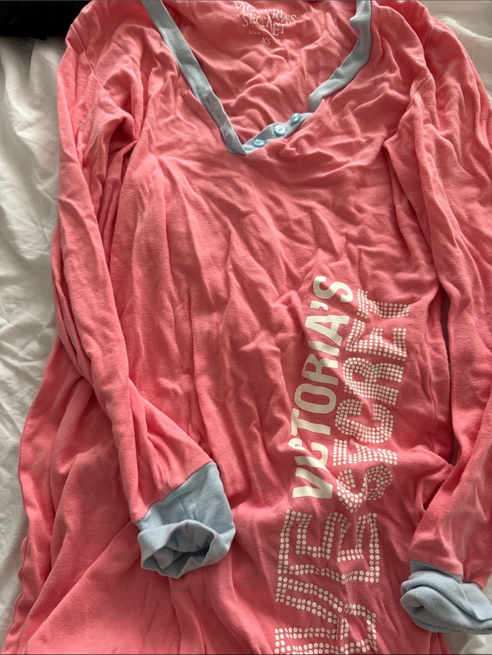 Victoria's Secret Pink Long-Sleeve night gown pjs size xs